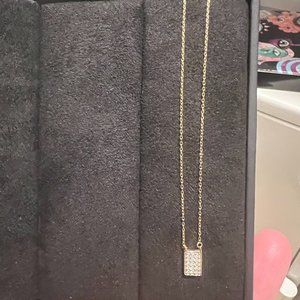 Adina Reyter Solid Pave Diamond Rectangle Necklace - 14k yellow gold
